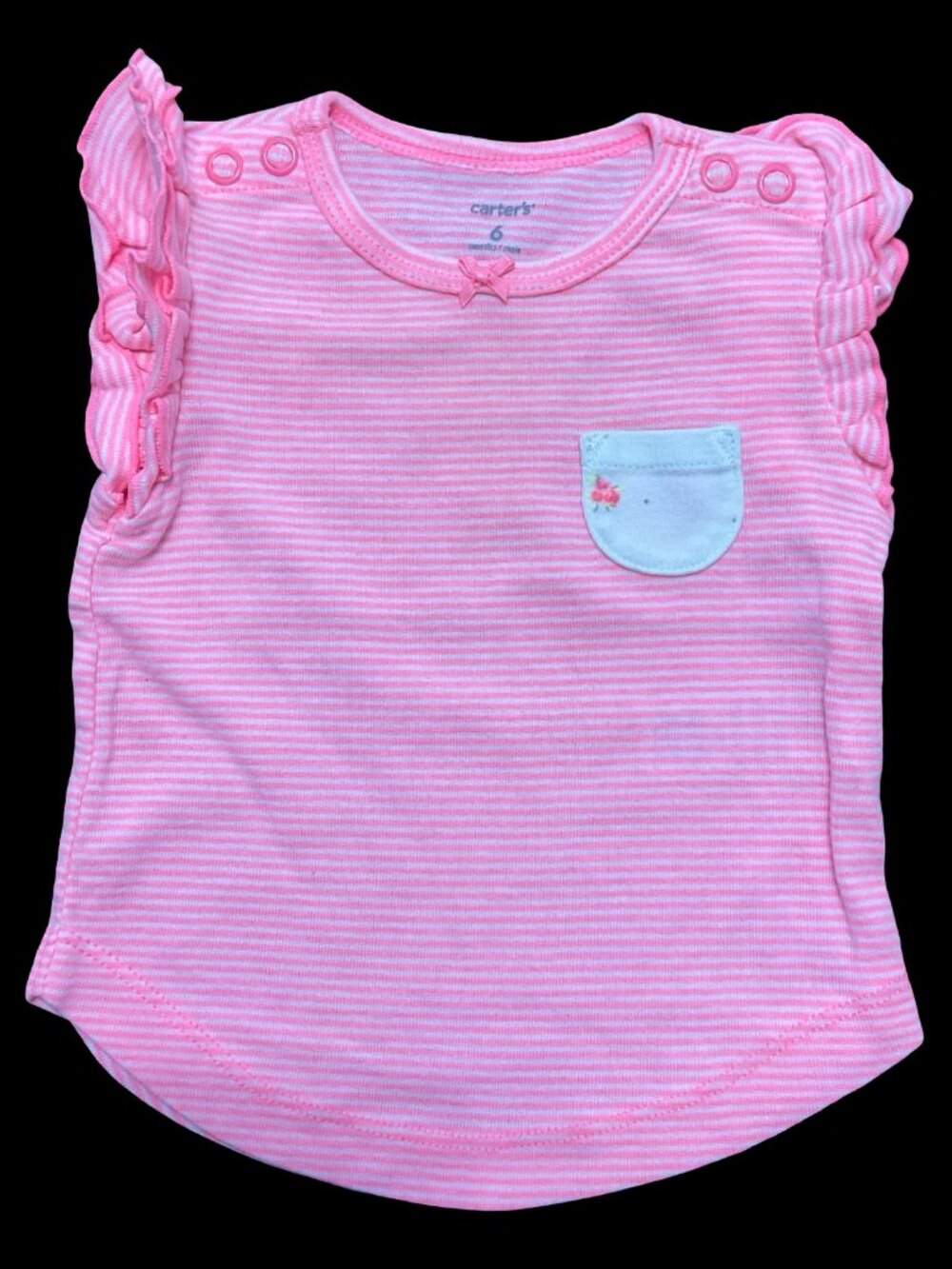 ๐ฃ 5/$25 - Pink/White Striped Tee w/ Ruffle Cap Sleeve